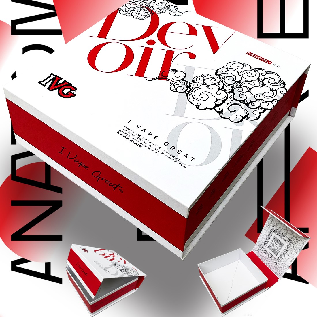 White background with red text Customized flip cover magnetic lock hard box - Custom paper box product image