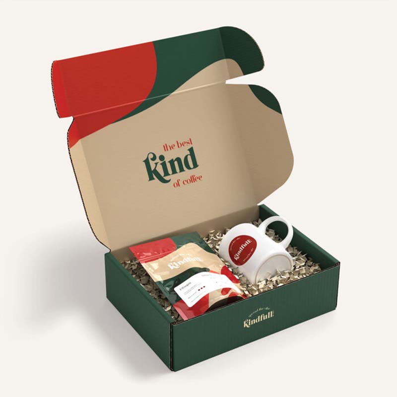 Festive Red-Green Color-Blocked Coffee Gift Box Mailer Box - Custom paper box product image