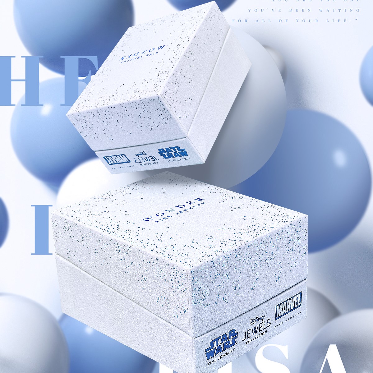 Blue and white Customized hinge cover hard box - Custom paper box product image