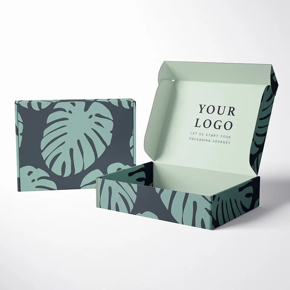 Green mailing corrugated cardboard box - Custom paper box product image