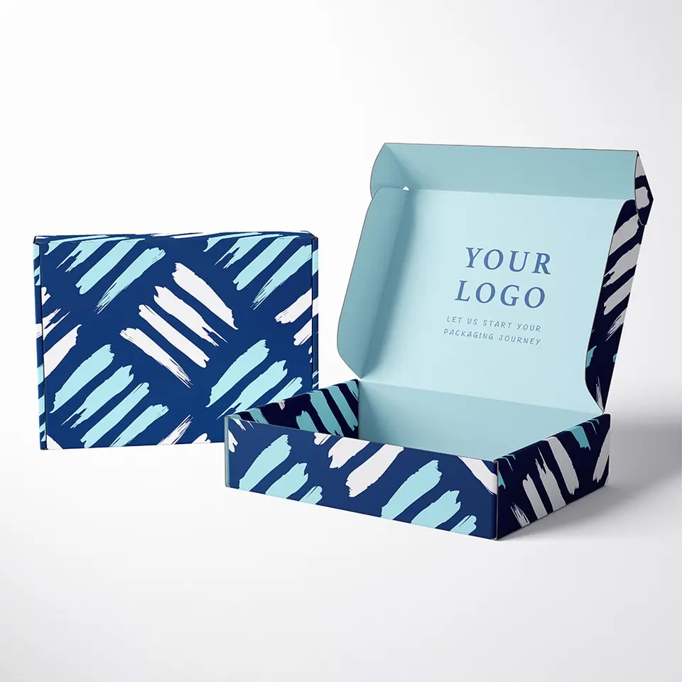 Blue mailing corrugated cardboard box - Custom paper box product image