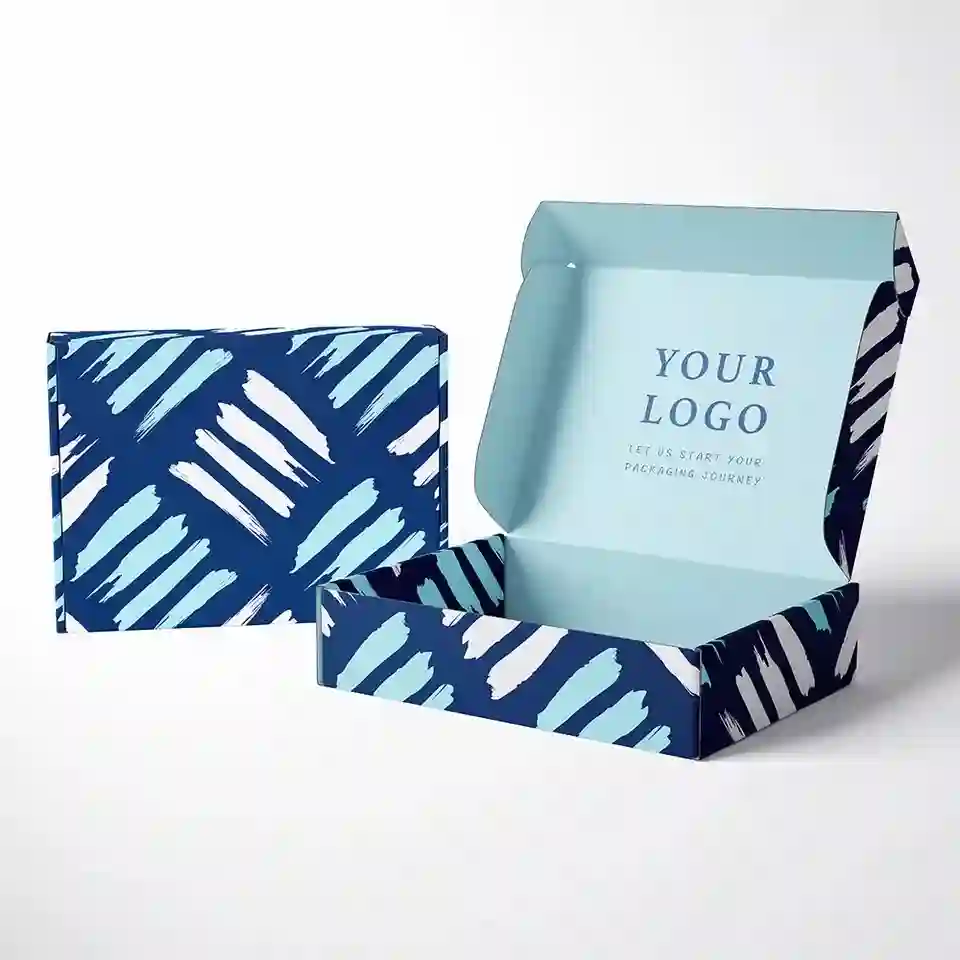 Blue mailing corrugated cardboard box - Custom paper box product image