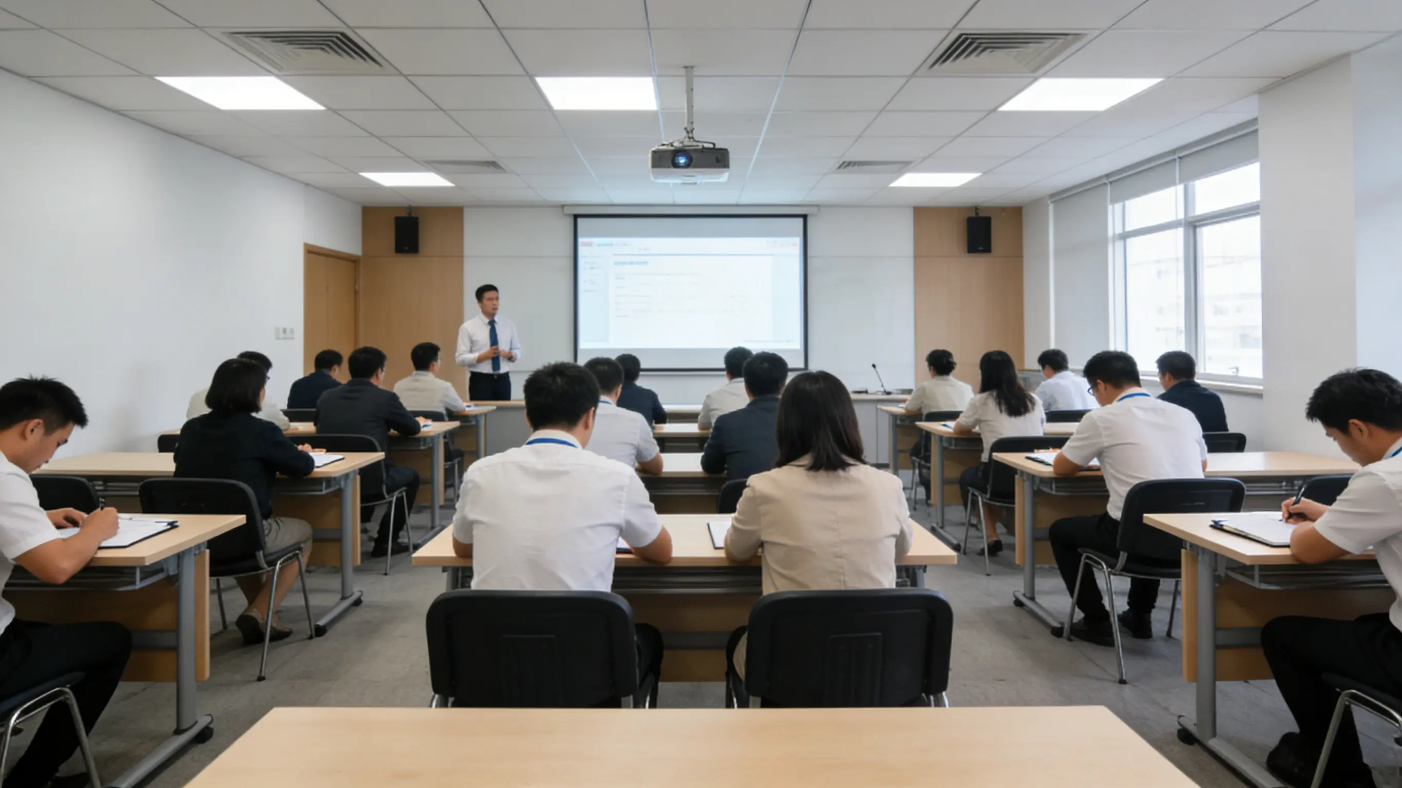 Wanjia Paper employees participating in professional skill training workshop for paper packaging manufacturing